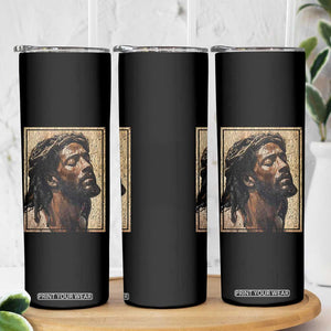 Religious Black Jesus With Crown Of Thorns Skinny Tumbler TS11 Print Your Wear