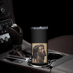 Religious Black Jesus With Crown Of Thorns Skinny Tumbler TS11 Print Your Wear