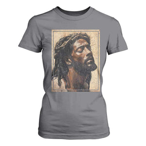 Religious Black Jesus With Crown Of Thorns T Shirt For Women TS11 Charcoal Print Your Wear