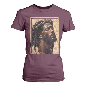 Religious Black Jesus With Crown Of Thorns T Shirt For Women TS11 Maroon Print Your Wear