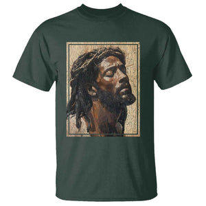 Religious Black Jesus With Crown Of Thorns T Shirt TS11 Dark Forest Green Print Your Wear