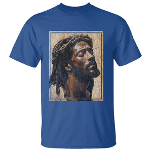 Religious Black Jesus With Crown Of Thorns T Shirt TS11 Royal Blue Print Your Wear