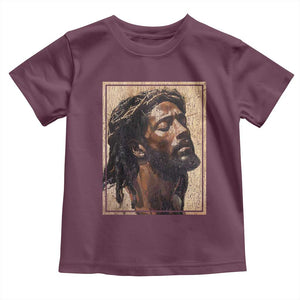 Religious Black Jesus With Crown Of Thorns Toddler T Shirt TS11 Maroon Print Your Wear