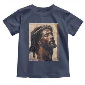 Religious Black Jesus With Crown Of Thorns Toddler T Shirt TS11 Navy Print Your Wear
