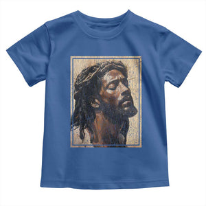 Religious Black Jesus With Crown Of Thorns Toddler T Shirt TS11 Royal Blue Print Your Wear