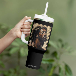 Religious Black Jesus With Crown Of Thorns Tumbler With Handle TS11 Print Your Wear