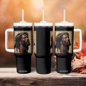 Religious Black Jesus With Crown Of Thorns Tumbler With Handle TS11 Print Your Wear