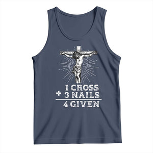 Religious Easter Tank Top 1 Cross 3 Nails Forgiven Jesus Christian Faith TS02 Navy Print Your Wear