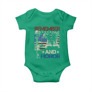 Remember And Honor Baby Onesie Memorial Day Veteran Boots American Flag TS11 Irish Green Print Your Wear