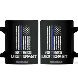 Retired Police Lieutenant Coffee Mug Retirement Blue Line American Flags TS10 Black Print Your Wear