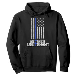 Retired Police Lieutenant Hoodie Retirement Blue Line American Flags TS10 Black Print Your Wear