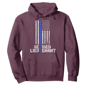 Retired Police Lieutenant Hoodie Retirement Blue Line American Flags TS10 Maroon Print Your Wear
