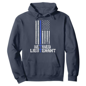 Retired Police Lieutenant Hoodie Retirement Blue Line American Flags TS10 Navy Print Your Wear