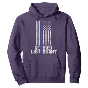 Retired Police Lieutenant Hoodie Retirement Blue Line American Flags TS10 Purple Print Your Wear