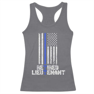 Retired Police Lieutenant Racerback Tank Top Retirement Thin Blue Line American Flags TS10 Charcoal Print Your Wear