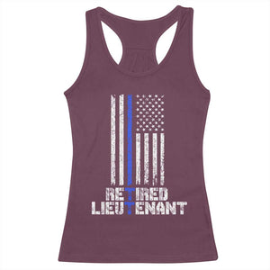 Retired Police Lieutenant Racerback Tank Top Retirement Thin Blue Line American Flags TS10 Maroon Print Your Wear
