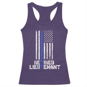 Retired Police Lieutenant Racerback Tank Top Retirement Thin Blue Line American Flags TS10 Purple Print Your Wear