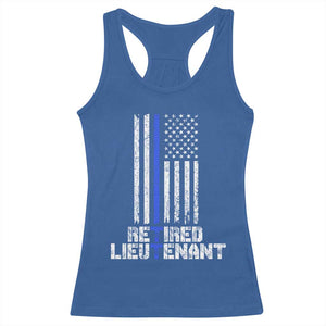 Retired Police Lieutenant Racerback Tank Top Retirement Thin Blue Line American Flags TS10 Royal Blue Print Your Wear