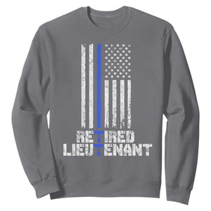 Retired Police Lieutenant Sweatshirt Retirement Blue Line American Flags TS10 Charcoal Print Your Wear