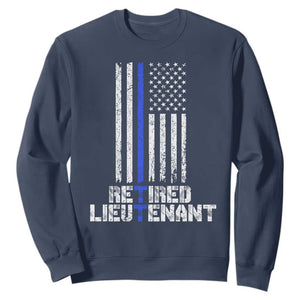 Retired Police Lieutenant Sweatshirt Retirement Blue Line American Flags TS10 Navy Print Your Wear