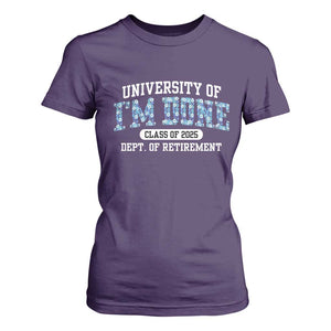 Retired Teacher 2025 T Shirt For Women Funny Floral University Of I'm Done Class Of 2025 TS10 Purple Print Your Wear