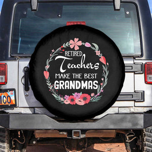 Retired Teacher Spare Tire Cover Floral For Grandmas Retirement TS10 No hole Black Print Your Wear