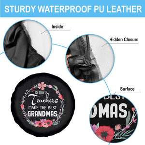 Retired Teacher Spare Tire Cover Floral For Grandmas Retirement TS10 Print Your Wear