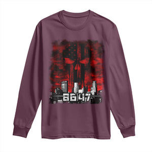 Retro 8647 Long Sleeve Shirt Vintage USA American Flag Skull TS10 Maroon Print Your Wear