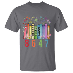 Retro 8647 T Shirt Foxtrots Delta Tangos Book Flower TS10 Charcoal Print Your Wear