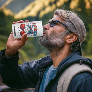 Retro Americana Cherries and Stars Coquette Bow 4 in 1 Can Cooler Tumbler America Cute Patriotic 4th Of July US TS02 Print Your Wear