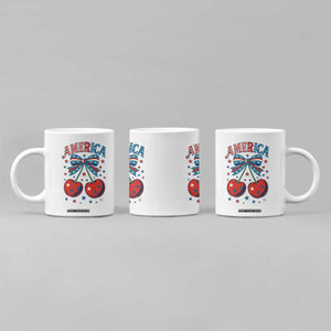 Retro Americana Cherries and Stars Coquette Bow Coffee Mug America Cute Patriotic 4th Of July US TS02 Print Your Wear