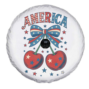 Retro Americana Cherries and Stars Coquette Bow Spare Tire Cover America Cute Patriotic 4th Of July US TS02 Print Your Wear