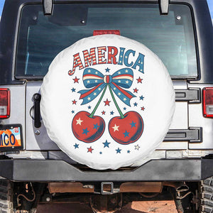 Retro Americana Cherries and Stars Coquette Bow Spare Tire Cover America Cute Patriotic 4th Of July US TS02 No hole White Print Your Wear