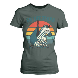 Retro Ed the Zebra Meme T Shirt For Women Funny Viral Escape Animal Helicopter Rescue TS02 Dark Forest Green Print Your Wear