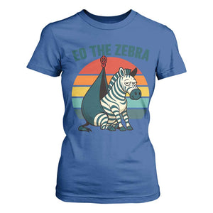 Retro Ed the Zebra Meme T Shirt For Women Funny Viral Escape Animal Helicopter Rescue TS02 Royal Blue Print Your Wear