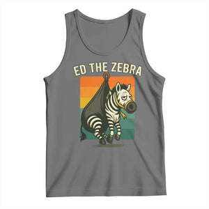 Retro Ed the Zebra Meme Tank Top Funny Viral Escape Animal TS02 Black Heather Print Your Wear