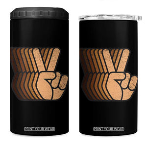 Retro Equality for All 4 in 1 Can Cooler Tumbler Peace Sign V Fingers Skin Tone Hands Vintage TS10 One Size: 16 oz Black Print Your Wear