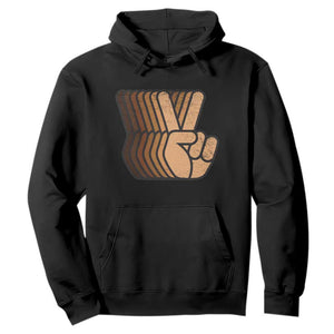 Retro Equality for All Hoodie Peace Sign V Fingers Skin Tone Hands Vintage TS10 Black Print Your Wear