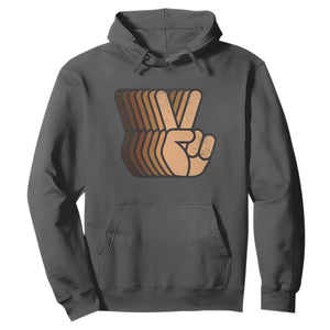 Retro Equality for All Hoodie Peace Sign V Fingers Skin Tone Hands Vintage TS10 Dark Heather Print Your Wear