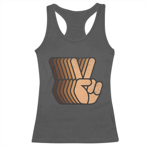 Retro Equality for All Racerback Tank Top Peace Sign V Fingers Skin Tone Hands Vintage TS10 Dark Heather Print Your Wear