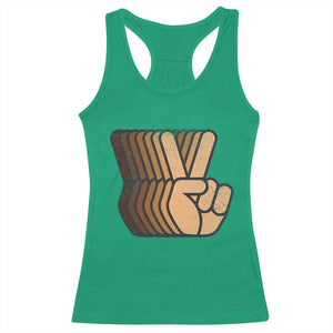 Retro Equality for All Racerback Tank Top Peace Sign V Fingers Skin Tone Hands Vintage TS10 Irish Green Print Your Wear