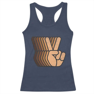 Retro Equality for All Racerback Tank Top Peace Sign V Fingers Skin Tone Hands Vintage TS10 Navy Print Your Wear