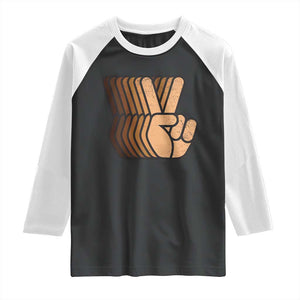 Retro Equality for All Raglan Shirt Peace Sign V Fingers Skin Tone Hands Vintage TS10 Black White Print Your Wear