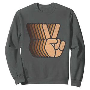Retro Equality for All Sweatshirt Peace Sign V Fingers Skin Tone Hands Vintage TS10 Dark Heather Print Your Wear