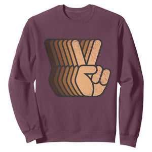 Retro Equality for All Sweatshirt Peace Sign V Fingers Skin Tone Hands Vintage TS10 Maroon Print Your Wear