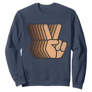 Retro Equality for All Sweatshirt Peace Sign V Fingers Skin Tone Hands Vintage TS10 Navy Print Your Wear