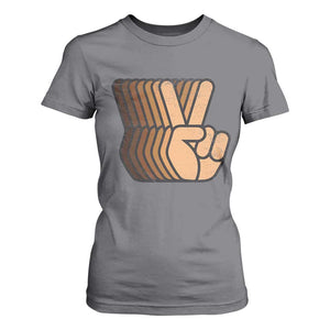 Retro Equality for All T Shirt For Women Peace Sign V Fingers Skin Tone Hands Vintage TS10 Charcoal Print Your Wear