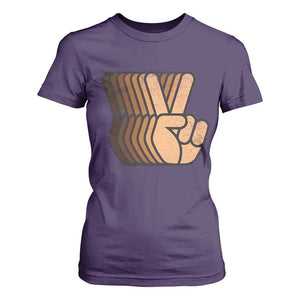 Retro Equality for All T Shirt For Women Peace Sign V Fingers Skin Tone Hands Vintage TS10 Purple Print Your Wear