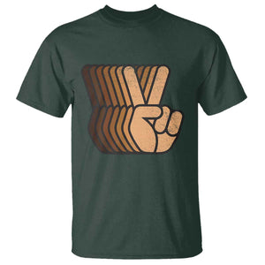 Retro Equality for All T Shirt Peace Sign V Fingers Skin Tone Hands Vintage TS10 Dark Forest Green Print Your Wear