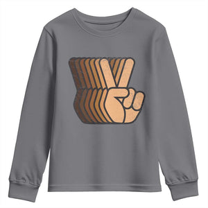 Retro Equality for All Youth Sweatshirt Peace Sign V Fingers Skin Tone Hands Vintage TS10 Charcoal Print Your Wear